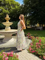 Chillinen Lniana sukienka maxi w kwiatowy wzór – Detal