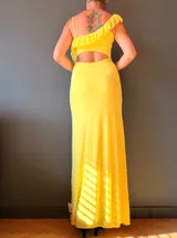 Asos Żółta Asymetryczna Maxi Sukienka wesele – Tył