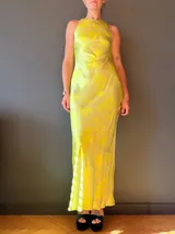 Asos maxi limonkowa sukienka dekolt na plecach – Detal